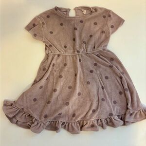 Quincy Mae Girls' Dusty Mauve Polka Dot Terry Cloth Dress with bloomers